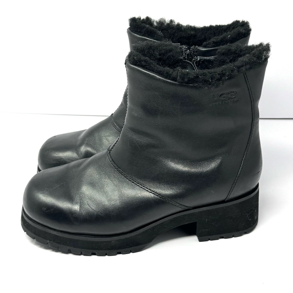UGG Black Platform Combat Boots Side Zip Women Size 10 - Picture 1 of 6